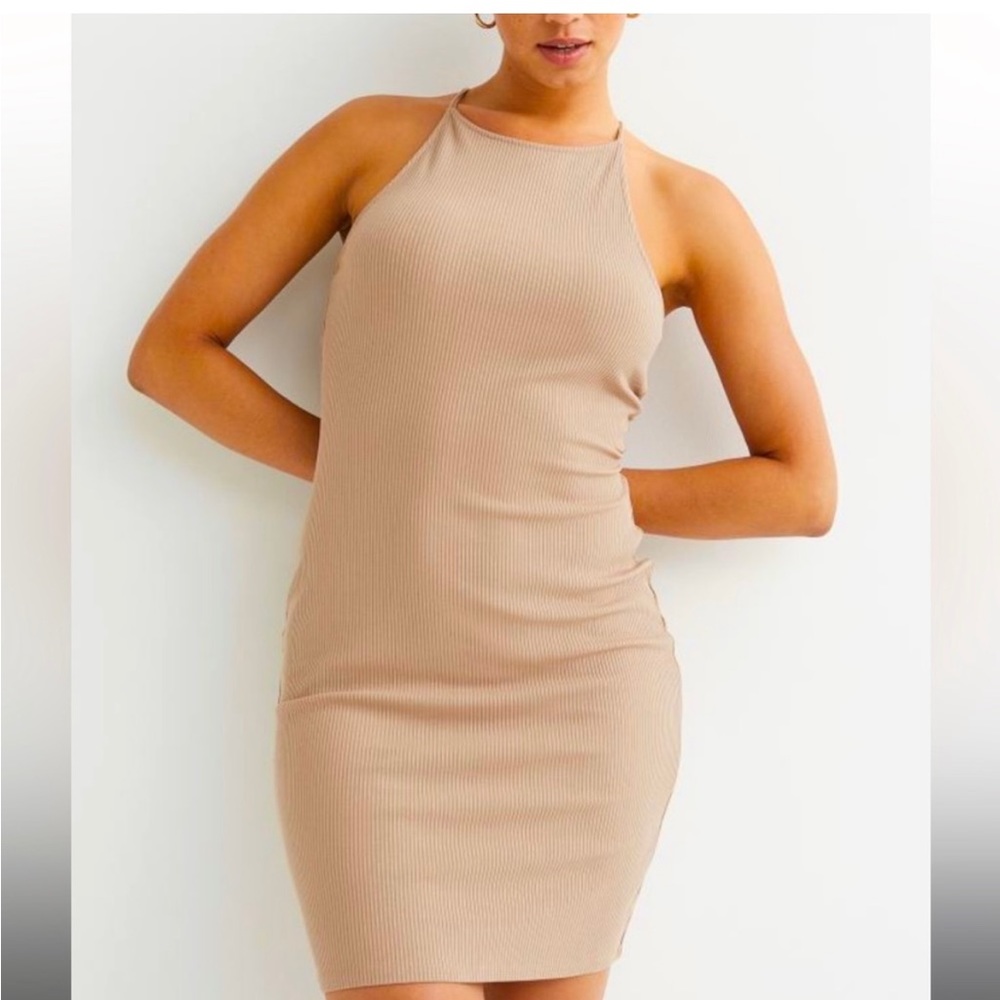 H&M Tan Ribbed BodyCon Dress
